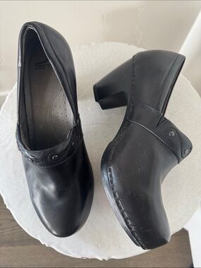 Dansko RIKI Black Leather Clog Platform Block Heel Studded Edgy Classic Size 40